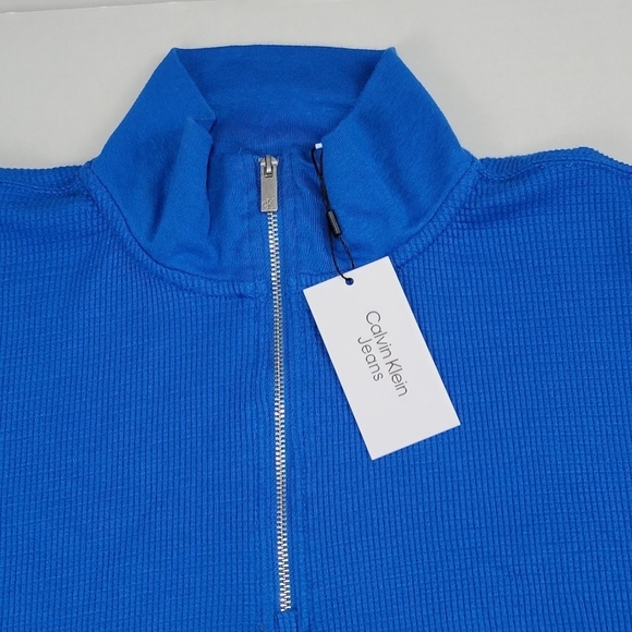 Calvin Klein Women's Waffle Knit Blue 3/4 Zip Long Sleeve Size Small New - Picture 4 of 9